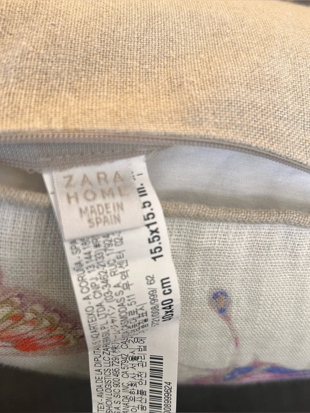 ZARA HOME Artisan Butterfly Linen Accent Pillow Whimsical Garden Motif  #0730267